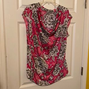 Pink and green floral blouse